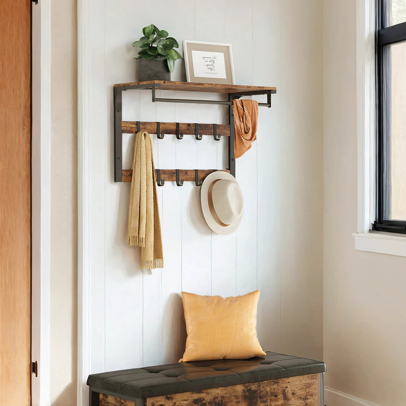 Opal Rack Vasagle Wall Mounted Coat Rack with Shelf & 10 Hooks | Opal Retail
