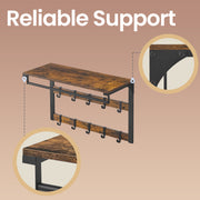 Wall Mounted Coat Rack with Shelf and 10 Removable Hooks for Hallway Storage by Vasagle