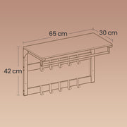 Wall Mounted Coat Rack with Shelf and 10 Removable Hooks for Hallway Storage by Vasagle