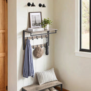 Wall Mounted Coat Rack with Shelf and 10 Removable Hooks for Hallway Storage by Vasagle