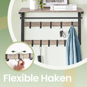 Wall Mounted Coat Rack with Shelf and 10 Removable Hooks for Hallway Storage by Vasagle