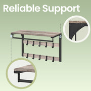 Wall Mounted Coat Rack with Shelf and 10 Removable Hooks for Hallway Storage by Vasagle