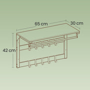 Wall Mounted Coat Rack with Shelf and 10 Removable Hooks for Hallway Storage by Vasagle