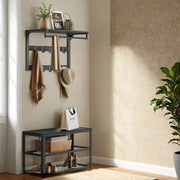Wall Mounted Coat Rack and Shelf with 10 Removable Hooks and Hanging Rail by Vasagle