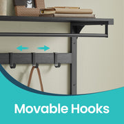 Wall Mounted Coat Rack and Shelf with 10 Removable Hooks and Hanging Rail by Vasagle