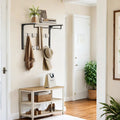 Wall Mounted Coat Rack with Shelf and 10 Removable Hooks for Hallway or Entryway by Vasagle