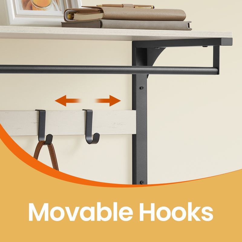 Wall Mounted Coat Rack with Shelf and 10 Removable Hooks for Hallway or Entryway by Vasagle
