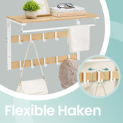 Wall Mounted Coat Rack and Shelf with 10 Removable Hooks and Hanging Rail by Vasagle