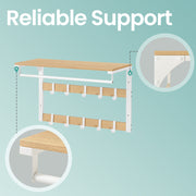 Wall Mounted Coat Rack and Shelf with 10 Removable Hooks and Hanging Rail by Vasagle