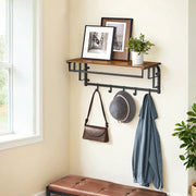 Wall Mounted Coat Rack with Shelf and 5 Removable Hooks for Hallway or Entryway by Vasagle