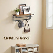 Wall Mounted Coat Rack with Shelf and 5 Removable Hooks for Hallway or Entryway by Vasagle