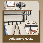 Wall Mounted Coat Rack with Shelf and 5 Removable Hooks for Hallway or Entryway by Vasagle