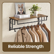Wall Mounted Coat Rack with Shelf and 5 Removable Hooks for Hallway or Entryway by Vasagle