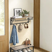 Wall Mounted Coat Rack with Shelf and 5 Removable Hooks for Hallway Storage by Vasagle