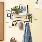 Wall Mounted Coat Rack with Shelf and 5 Removable Hooks for Hallway Storage by Vasagle