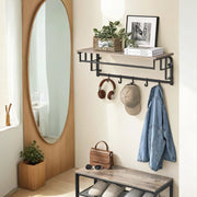 Wall Mounted Coat Rack with Shelf and 5 Removable Hooks for Hallway Storage by Vasagle
