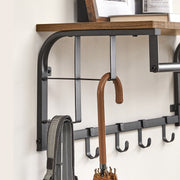 Wall Mounted Coat Rack with Shelf and 5 Removable Hooks for Hallway Storage by Vasagle