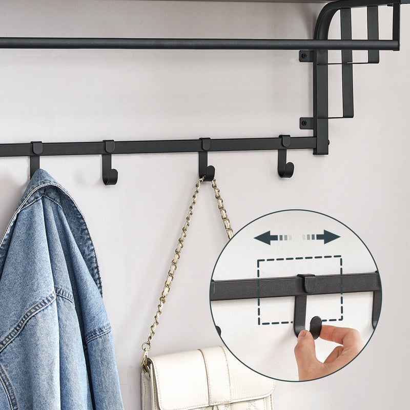 Wall Mounted Coat Rack with Shelf and 5 Removable Hooks for Hallway Storage by Vasagle