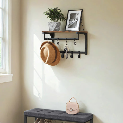 Wall Mounted Coat Rack with Shelf and 8 Hooks for Hallway or Living Room by Vasagle