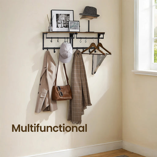 Wall Mounted Coat Rack with Shelf and 8 Hooks for Hallway or Living Room by Vasagle