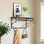 Wall Mounted Industrial Coat Rack with Shelf and 5 Hooks for Entryway Storage by Vasagle