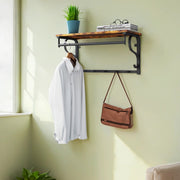 Wall Mounted Industrial Coat Rack with Shelf and 5 Hooks for Entryway Storage by Vasagle