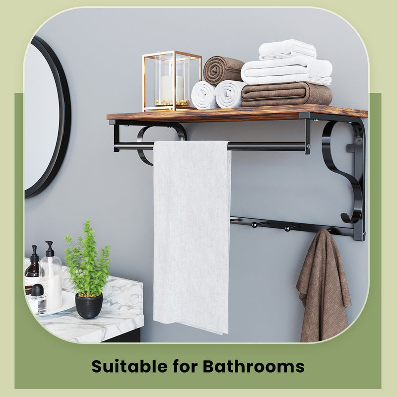 Wall Mounted Industrial Coat Rack with Shelf and 5 Hooks for Entryway Storage by Vasagle