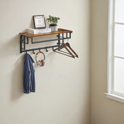 Wall Mounted Coat Rack with Shelf and 5 Removable Hooks for Entryway Storage by Vasagle