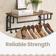 Wall Mounted Coat Rack with Shelf and 5 Removable Hooks for Entryway Storage by Vasagle