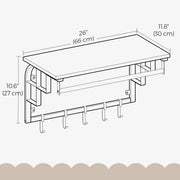 Wall Mounted Coat Rack with Shelf and 5 Removable Hooks for Entryway Storage by Vasagle