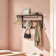 Wall Mounted Coat Rack with Shelf and 10 Removable Hooks for Entryway Storage by Vasagle