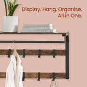 Wall Mounted Coat Rack with Shelf and 10 Removable Hooks for Entryway Storage by Vasagle