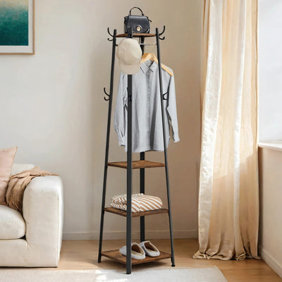 Freestanding Coat Rack with Storage Shelves and Hooks for Entryway by Vasagle VASAGLE