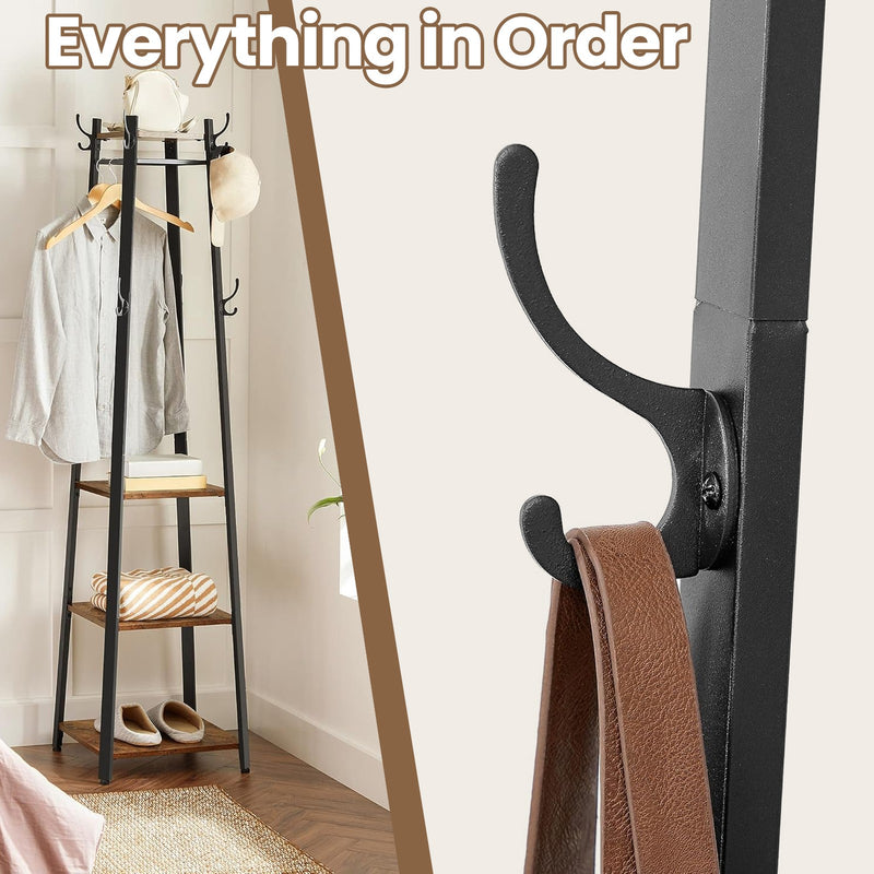 Freestanding Coat Rack with Storage Shelves and Hooks for Entryway by Vasagle VASAGLE