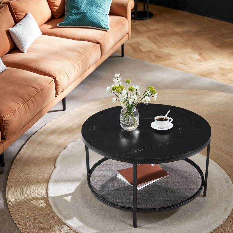 Modern Round Coffee Table with Sturdy Metal Frame for Living Room by Vasagle