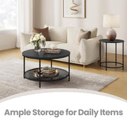 Modern Round Coffee Table with Sturdy Metal Frame for Living Room by Vasagle