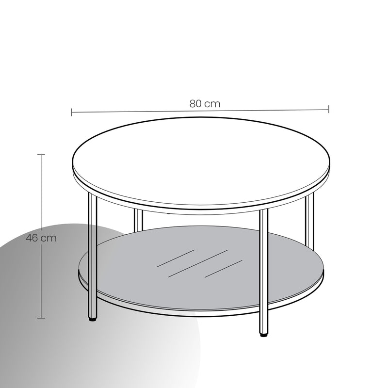Modern Round Coffee Table with Sturdy Metal Frame for Living Room by Vasagle