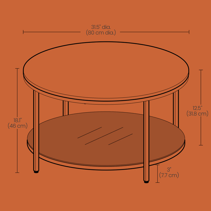 Modern Coffee Table with Storage Shelf for Living Room or Sofa Area by Vasagle
