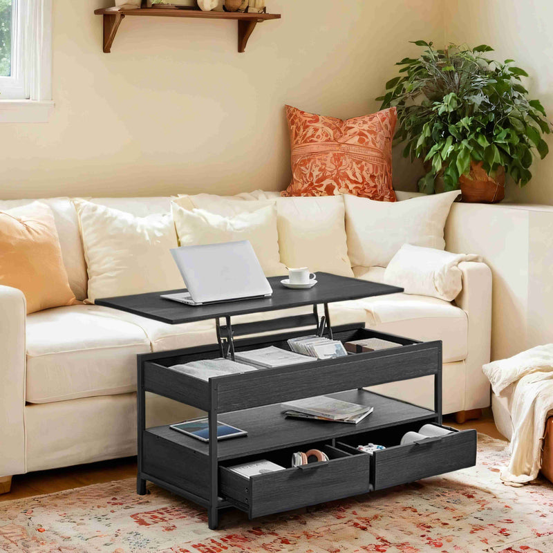 Lift Top Coffee Table with Hidden Storage and Drawers for Living Room by Vasagle