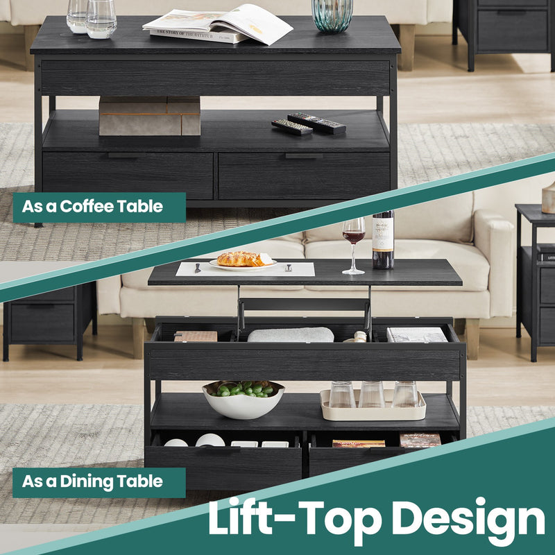 Lift Top Coffee Table with Hidden Storage and Drawers for Living Room by Vasagle