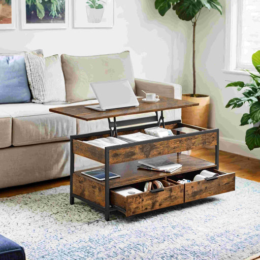 Lift Top Coffee Table with Hidden Storage Drawers for Living Room Organisation by Vasagle