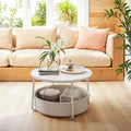 Round Coffee Table with Storage Basket Modern Centrepiece for Living Room by Vasagle