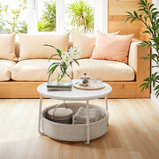 Round Coffee Table with Storage Basket Modern Centrepiece for Living Room by Vasagle