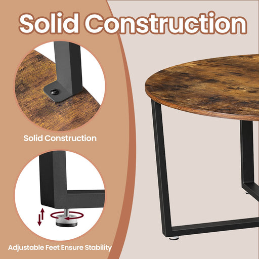 Industrial Round Coffee Table with Storage Shelf for Living Room by Vasagle