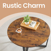 Industrial Round Coffee Table with Storage Shelf for Living Room by Vasagle