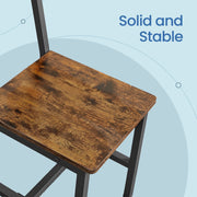 Set of 2 Rustic Dining Chairs with Steel Frame for Kitchen or Dining Room by Vasagle