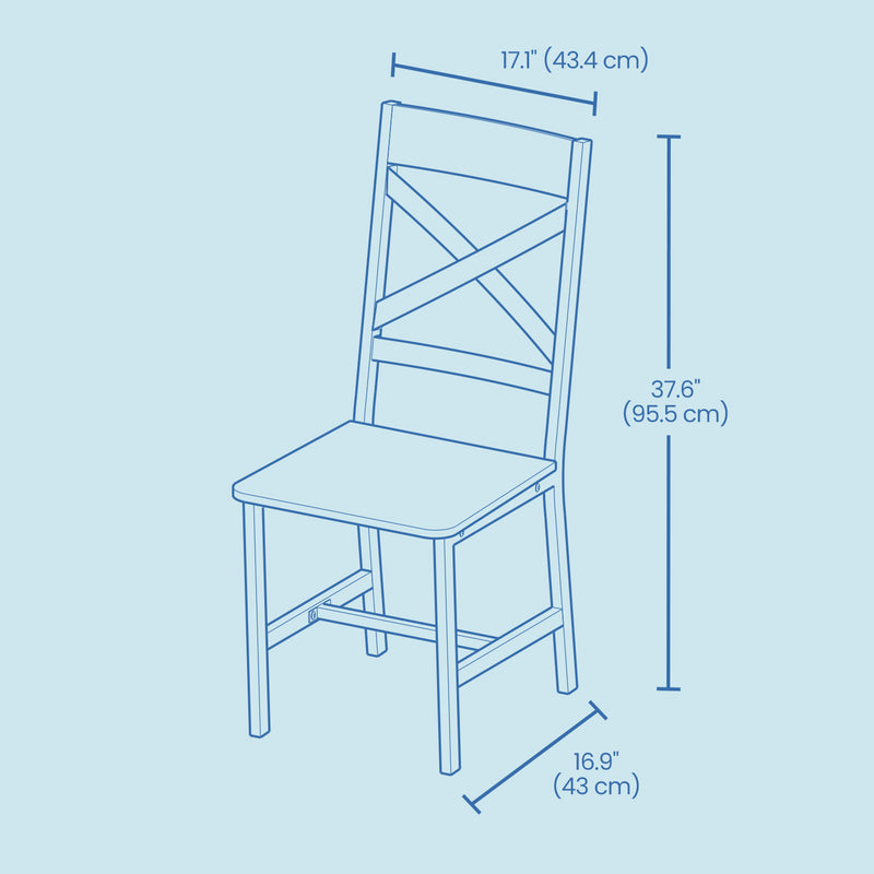 Set of 2 Rustic Dining Chairs with Steel Frame for Kitchen or Dining Room by Vasagle