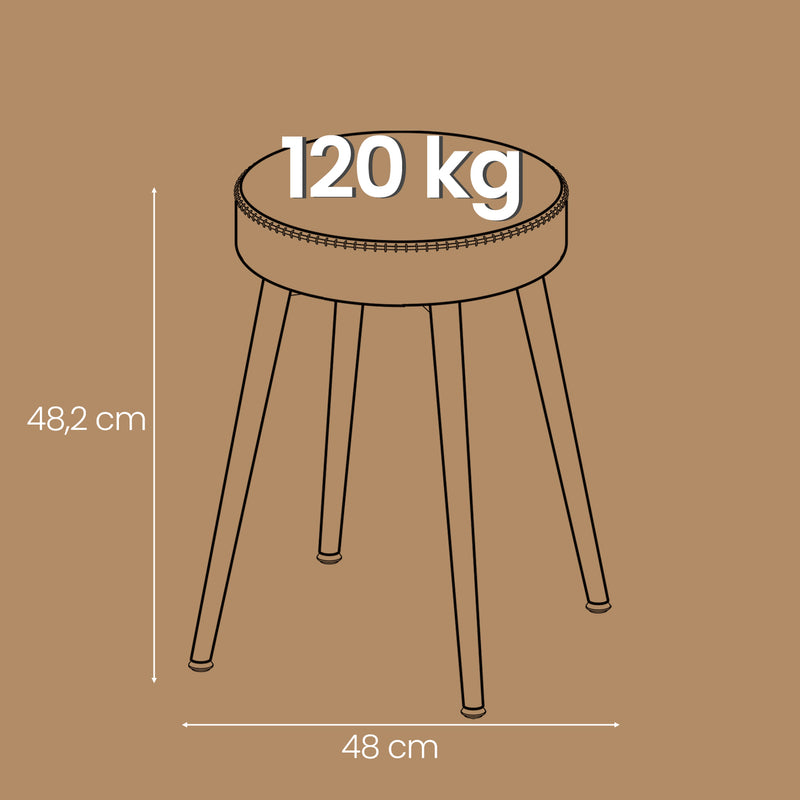 Set of 2 Upholstered Kitchen Stools in Synthetic Leather for Dining or Breakfast Bar by Vasagle