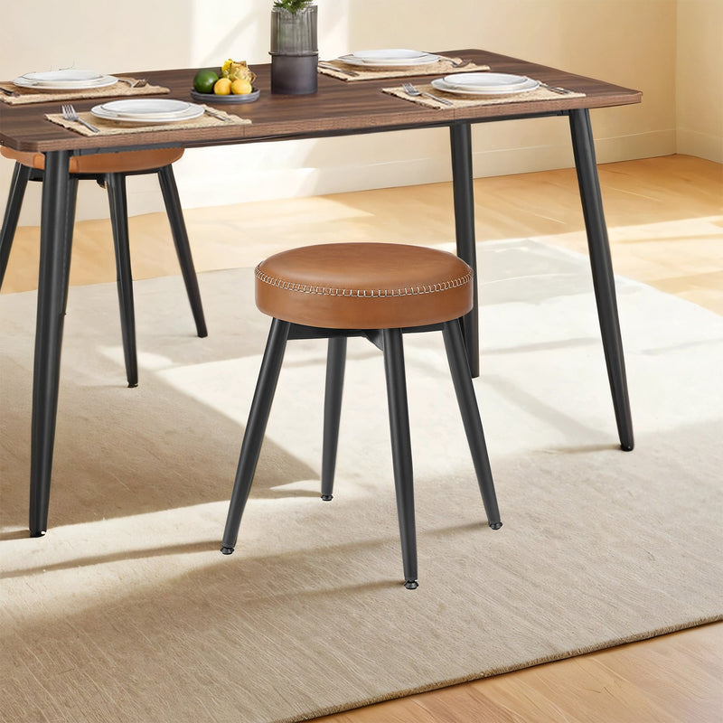 Set of 2 Upholstered Kitchen Bar Stools with Synthetic Leather Seats by Vasagle