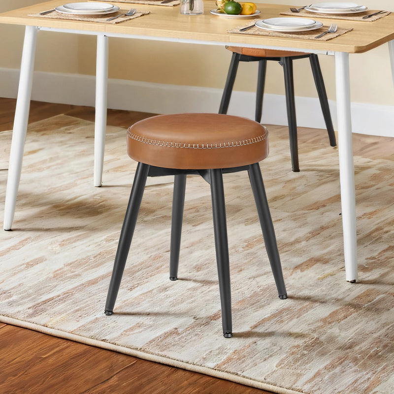 Set of 2 Upholstered Kitchen Bar Stools with Synthetic Leather Seats by Vasagle